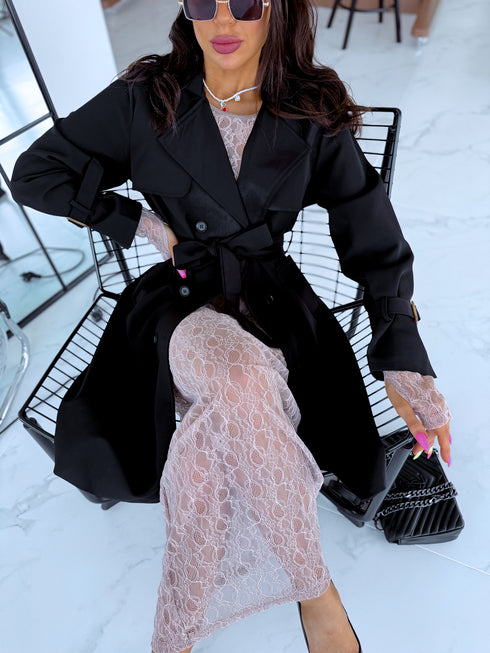 Extended trench coat "Spring season 6180" - black